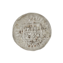 Teutonic szelag, Henryk Reuss von Plauen (Grand Master; 1467–1469). Obverse: Teutonic shield of the