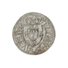 Teutonic szelag, Henryk Reuss von Plauen (Grand Master; 1467–1469). Obverse: Teutonic shield of the