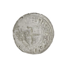 Teutonic szelag, Henryk Reuss von Plauen (Grand Master; 1467–1469). Obverse: Teutonic shield of the