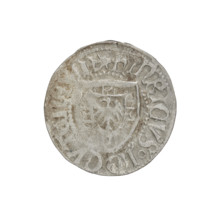 Teutonic szelag, Henryk Reuss von Plauen (Grand Master; 1467–1469). Obv.: Teutonic shield of the
