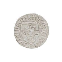 Teutonic szelag, Henryk Reuss von Plauen (Grand Master; 1467–1469). Obverse: Teutonic shield of the