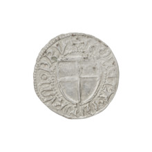 Teutonic szelag, Henryk Reuss von Plauen (Grand Master; 1467–1469). Obverse: Teutonic shield of the