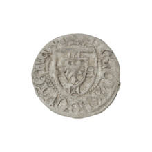 Teutonic szelag, Henryk Reuss von Plauen (Grand Master; 1467–1469). Obverse: Monastic shield of the