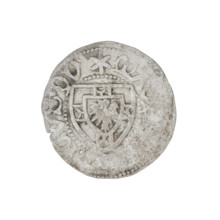 Teutonic szelag, Henryk Reffle von Richtenberg (Grand Master; 1470–1477). Obverse: Teutonic shield