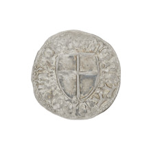 Teutonic szelag, Henryk Reffle von Richtenberg (Grand Master; 1470–1477). Obverse: Teutonic
