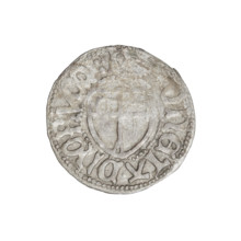 Teutonic szelag, Henryk Reffle von Richtenberg (Grand Master; 1470–1477). Obverse: Teutonic shield