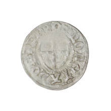 Teutonic szelag, Henryk Reffle von Richtenberg (Grand Master; 1470–1477). Obverse: Teutonic shield