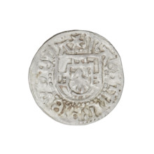 Teutonic szelag, Henryk Reffle von Richtenberg (Grand Master; 1470–1477). Obverse: Teutonic shield