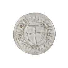 Teutonic szelag, Henryk Reffle von Richtenberg (Grand Master; 1470–1477). Obverse: Teutonic shield