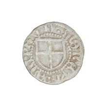 Teutonic szelag, Henryk Reffle von Richtenberg (Grand Master; 1470–1477). Obverse: Teutonic shield