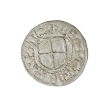 Teutonic szelag, Henryk Reffle von Richtenberg (Grand Master; 1470–1477). Obverse: Teutonic