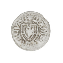 Teutonic szelag, Henryk Reffle von Richtenberg (Grand Master; 1470–1477). Obverse: Teutonic shield