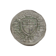Teutonic szelag, Henryk Reffle von Richtenberg (Grand Master; 1470–1477). Obverse: Monastic shield