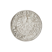 Teutonic groschen, Albrecht Hohenzollern (prince in Prussia; Grand Master; 1490–1568), R6 (rarity).
