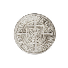 Teutonic groschen, Albrecht Hohenzollern (prince in Prussia; Grand Master; 1490–1568), R6 (rarity).