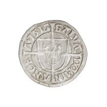 Teutonic groschen, Albrecht Hohenzollern (prince in Prussia; Grand Master; 1490–1568). Obverse: