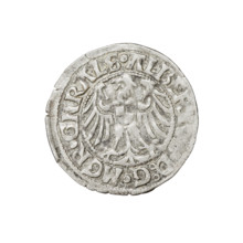 Teutonic groschen, Albrecht Hohenzollern (prince in Prussia; Grand Master; 1490–1568). Obverse: