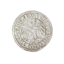 Teutonic groschen, Albrecht Hohenzollern (prince in Prussia; Grand Master; 1490–1568). Obverse: