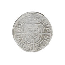 Teutonic groschen, Albrecht Hohenzollern (prince in Prussia; Grand Master; 1490–1568). Obverse: