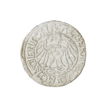 Teutonic groschen, Albrecht Hohenzollern (prince in Prussia; Grand Master; 1490–1568). Obverse: