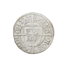 Teutonic groschen, Albrecht Hohenzollern (prince in Prussia; Grand Master; 1490–1568). Obverse: