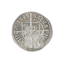 Teutonic groschen, Albrecht Hohenzollern (prince in Prussia; Grand Master; 1490–1568). Obverse: