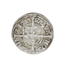 Teutonic groschen, Albrecht Hohenzollern (prince in Prussia; Grand Master; 1490–1568). Obverse: