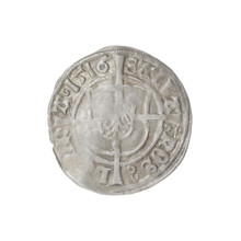 Teutonic groschen, Albrecht Hohenzollern (prince in Prussia; Grand Master; 1490–1568). Obverse:
