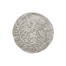 Teutonic groschen, Albrecht Hohenzollern (prince in Prussia; Grand Master; 1490–1568). Obverse: