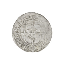 Teutonic groschen of Albrecht Hohenzollern (prince in Prussia; Grand Master; 1490–1568). Obverse: