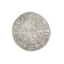 Teutonic groschen, Albrecht Hohenzollern (prince in Prussia; Grand Master; 1490–1568). Obverse: