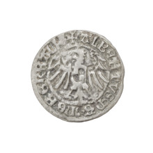 Teutonic groschen, Albrecht Hohenzollern (prince in Prussia; Grand Master; 1490–1568). Obverse: