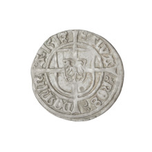 Teutonic groschen, Albrecht Hohenzollern (prince in Prussia; Grand Master; 1490–1568). Obverse: