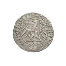 Teutonic groschen, Albrecht Hohenzollern (prince in Prussia; Grand Master; 1490–1568). Obverse: