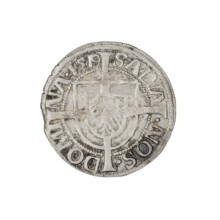 Teutonic groschen, Albrecht Hohenzollern (prince in Prussia; Grand Master; 1490–1568). Obverse: