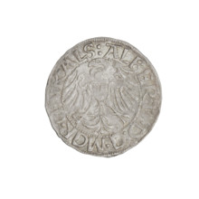 Teutonic groschen, Albrecht Hohenzollern (prince in Prussia; Grand Master; 1490–1568). Obverse: