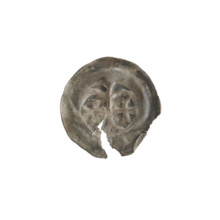 Denarius - bracteate, arcades, Leliwa (coat of arms), columns, crosses, forked column, one-sided