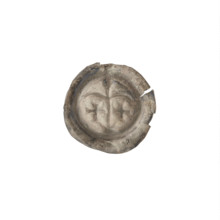Denarius (bracteate) — one-sided coin; obverse: column with two arches supported by a crescent