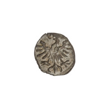 Crown denarius of Sigismund I the Old (King of Poland, r. 1506–1548). Obverse: royal crown with the