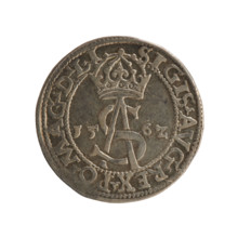 Lithuanian trojak, Sigismund II Augustus (king of Poland; 1544–1572); emblems of the Jagiellon