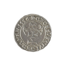Gdansk grosz, Sigismund II Augustus (King of Poland; 1544–1572), Jagiellon dynasty, Polish coin.