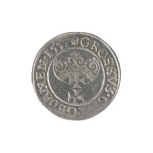 Gdansk grosz, Sigismund II Augustus (King of Poland; 1544–1572), Jagiellons (dynasty); Polish coin.