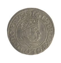 Gdansk grosz, Sigismund I the Old (King of Poland; 1506–1548). Polish coin (Jagiellon dynasty).
