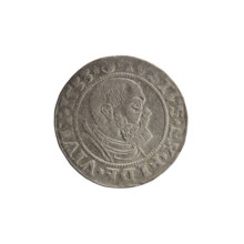 Obverse: Aw. Prussian eagle, on its breast a crowned letter S. Along the rim, between the pearly