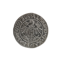 grosz, Decius, Jost Ludwik (fl. 1528-1535); eagles; male busts in armor; Hohenzollern (coat of
