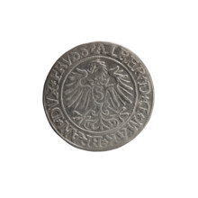 Decius, Jost Ludwik (fl. 1528–1535). Coin, 1535. Obverse: Prussian eagle; on its chest a crowned