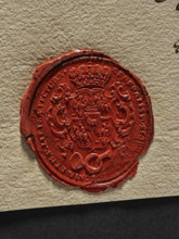 Oval wax impression of the seal of the General Post Office. Crowned shield alternating with the