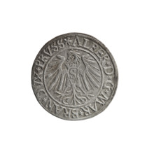 Obverse: Prussian eagle, on its chest a crowned letter S. On the rim between the pearl borders an