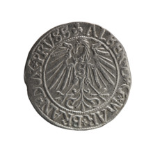Albrecht Hohenzollern (Prince of Prussia; 1490–1568) — grosz, Schilling, Maciej; R0 (rarity). Ducal