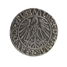 Obverse: Prussian eagle, on its chest the crowned letter S. On the rim, between the pearl borders,